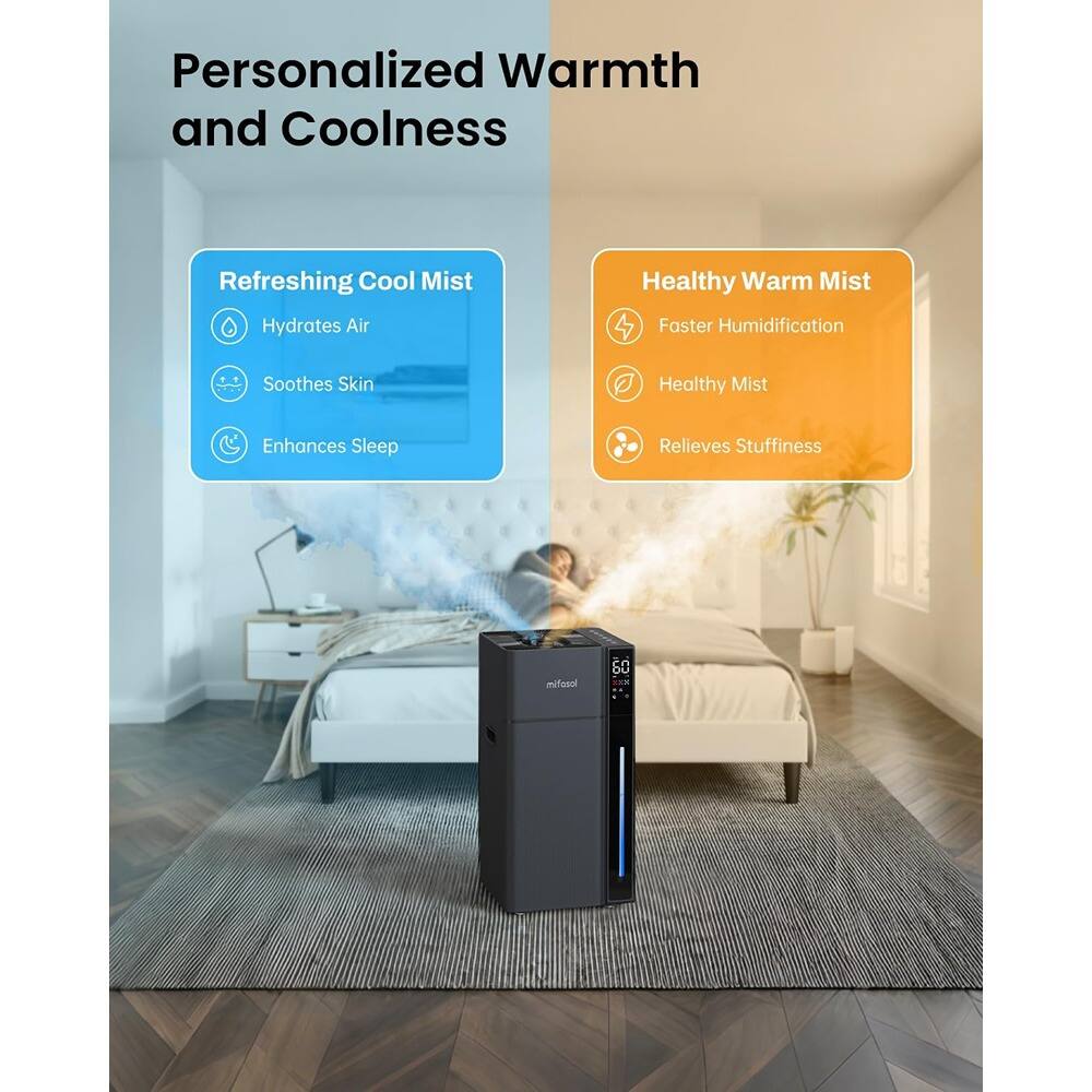 Personalized Warmth and Coolness

Refreshing Cool Mist
- Hydrates Air
- Soothes Skin
- Enhances Sleep

Healthy Warm Mist
- Faster Humidification
- Healthy Mist
- Relieves Stuffiness