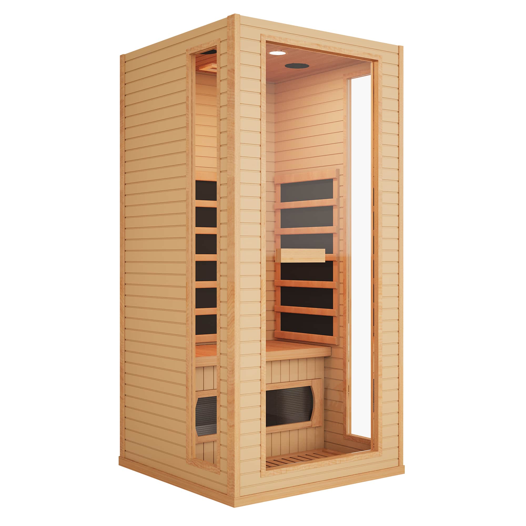Front. U-HOMY - U-HOMY 1-Person Canadian Hemlock Infrared Sauna with Bluetooth, Reading Light & Digital Control - Wood color.