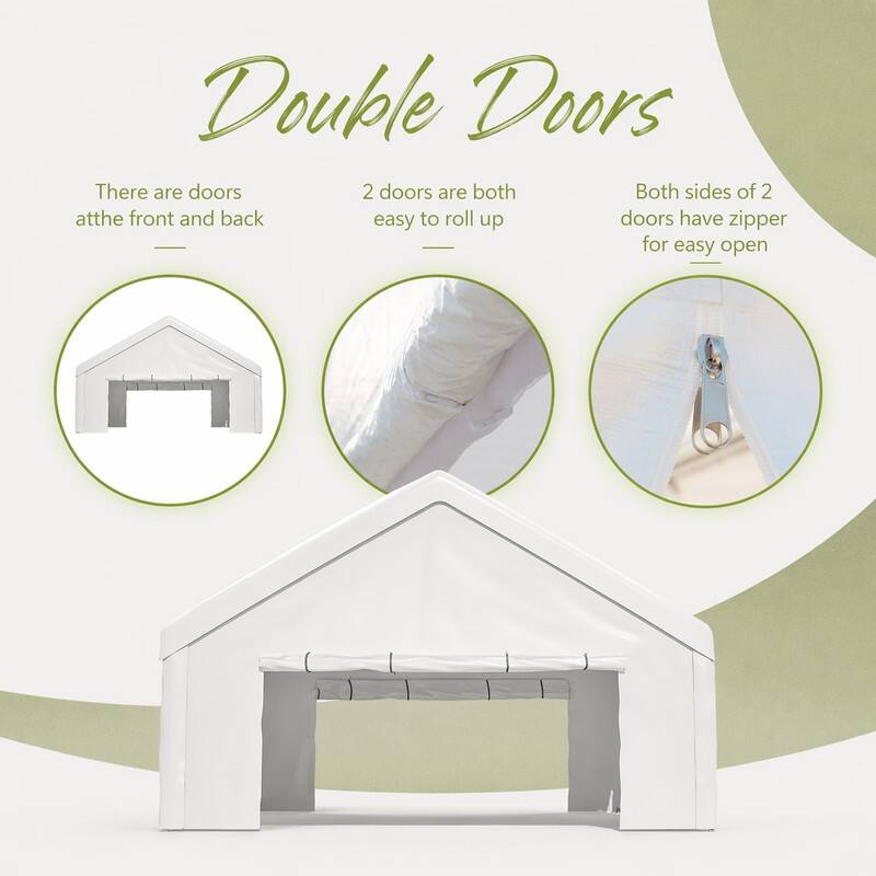 Double Doors

There are doors at the front and back

2 doors are both easy to roll up

Both sides of 2 doors have zipper for easy open