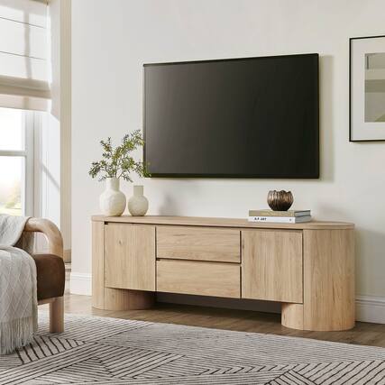 Front. Modway - Duval 71 Inch Oval TV Cabinet by Modway - Light Oak.