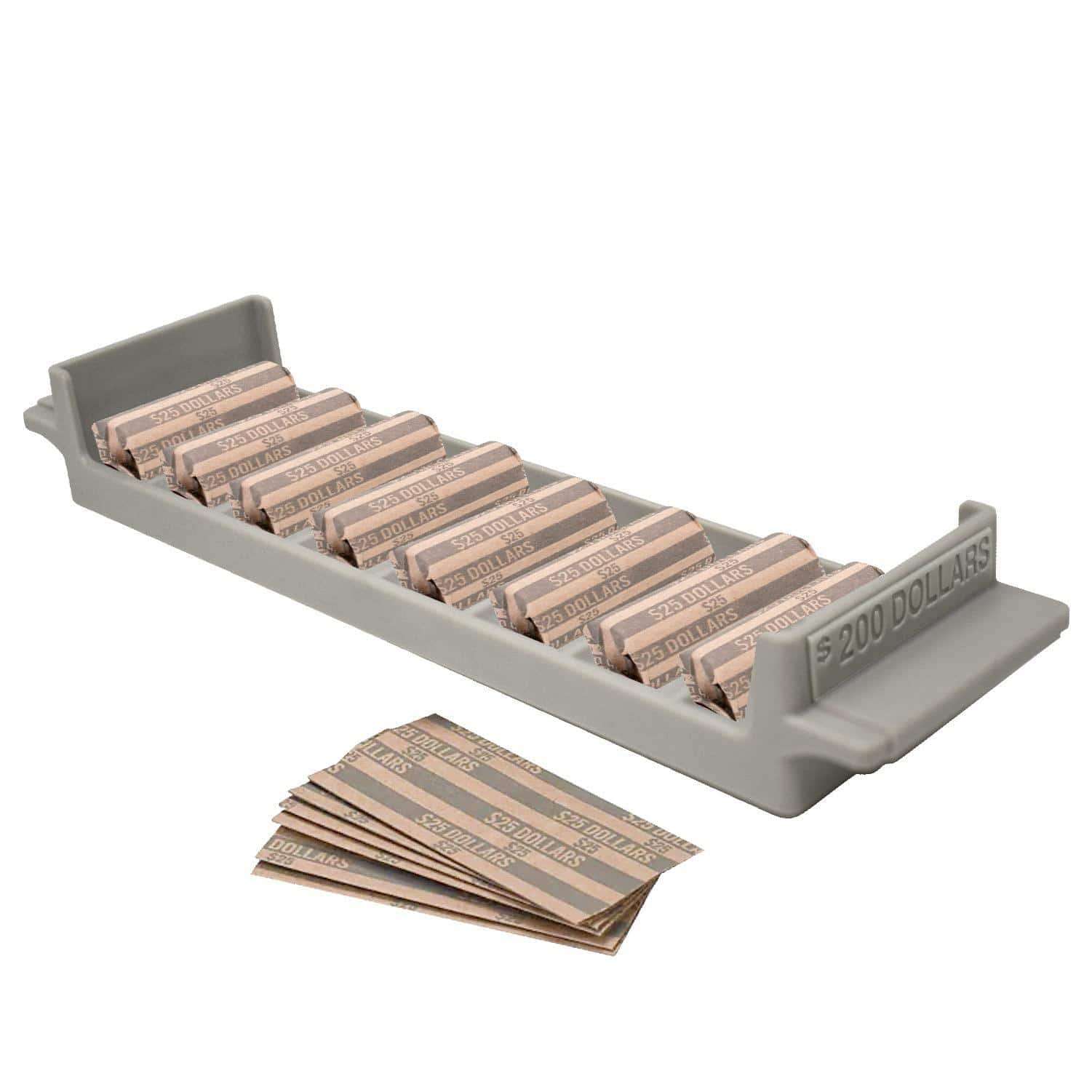 Dapper Styles - Rolled Storage Organizer 5 Tray Set With Ridges For Loose Dollar Quarters Dimes Nickles And Penny Color Co - Dollar (1 Tray)