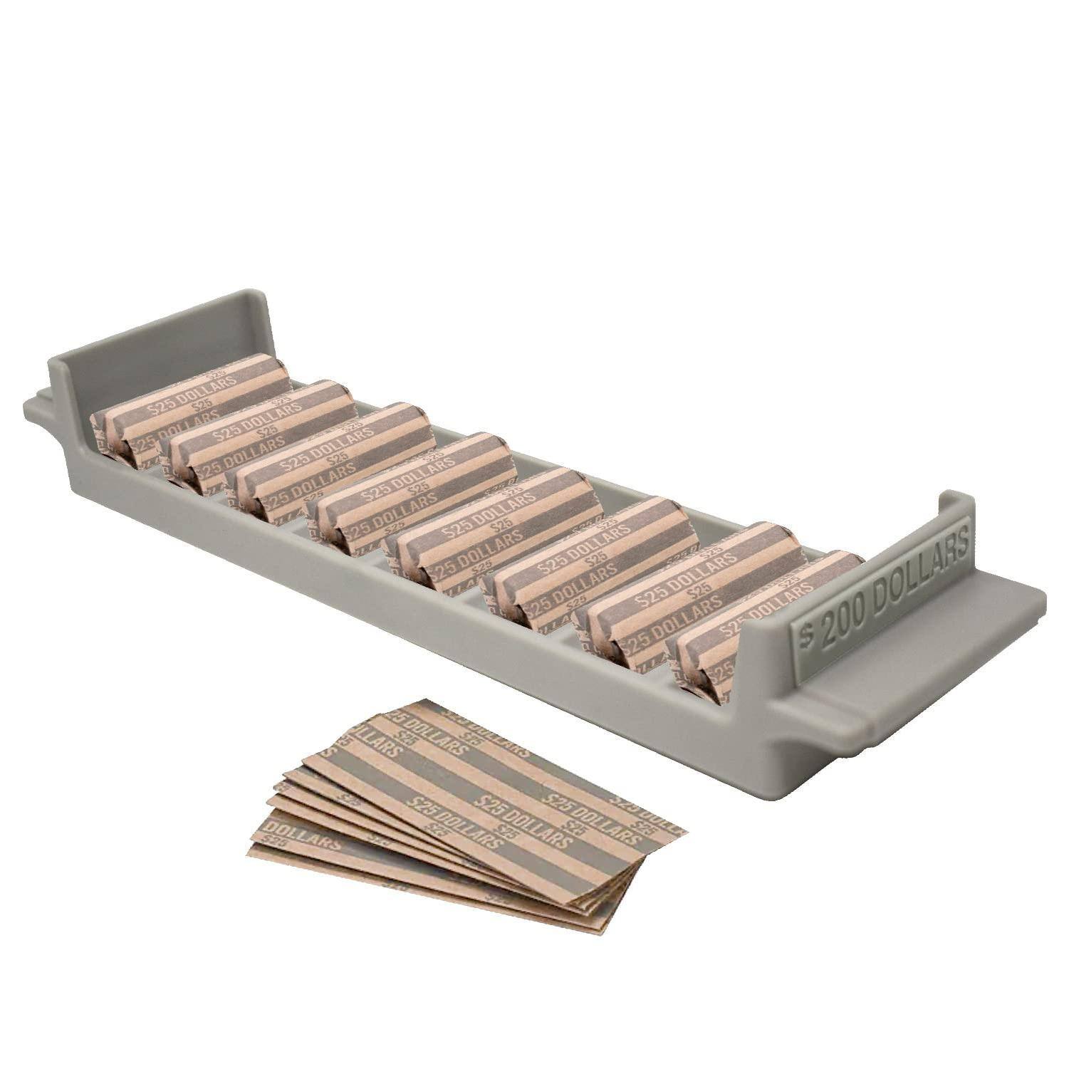 Dapper Styles - Rolled Storage Organizer 5 Tray Set With Ridges For Loose Dollar Quarters Dimes Nickles And Penny Color Co - Dollar (1 Tray)