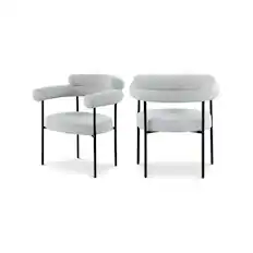 Front. Meridian Furniture - Blake Grey Boucle Fabric Dining Chair, Set of 2 - Grey.