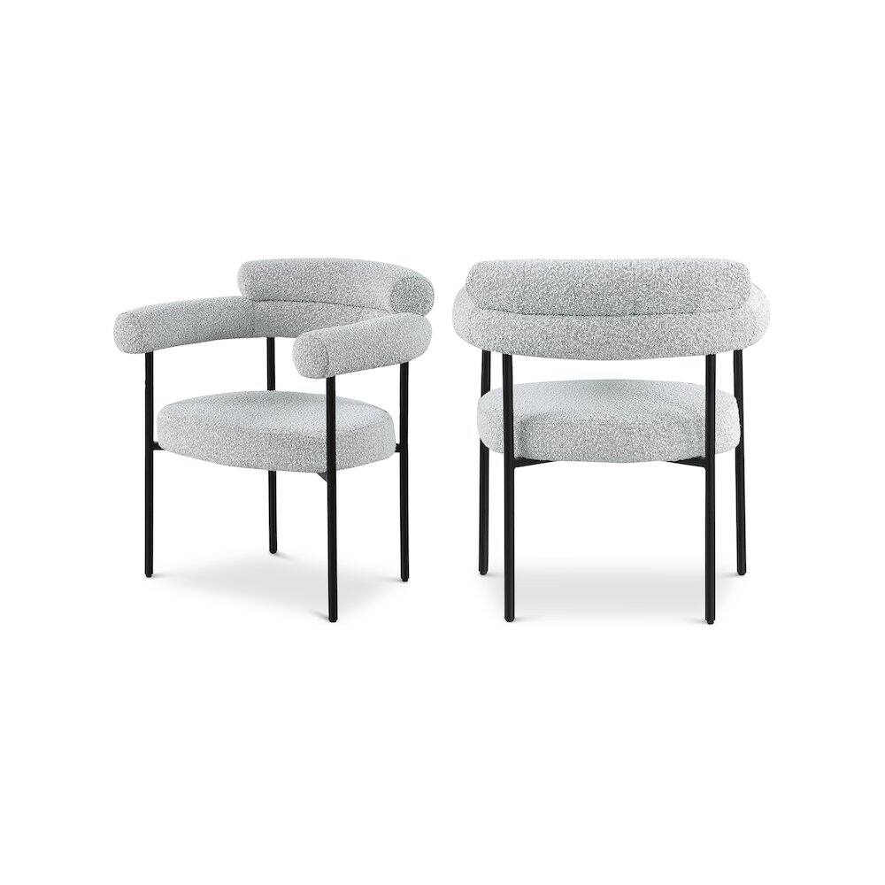 Front. Meridian Furniture - Blake Grey Boucle Fabric Dining Chair, Set of 2 - Grey.