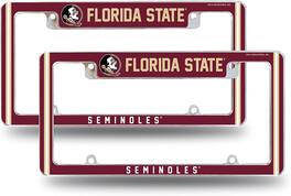 Rico Industries - Florida St.Seminole's (Set of 2) Chrome Metal License Plate Frames with Bold Full Frame Design - Multi