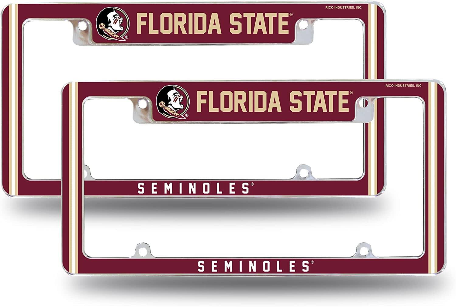 Rico Industries Florida State Chrome License Plate Frame - Officially Licensed Team Frame
