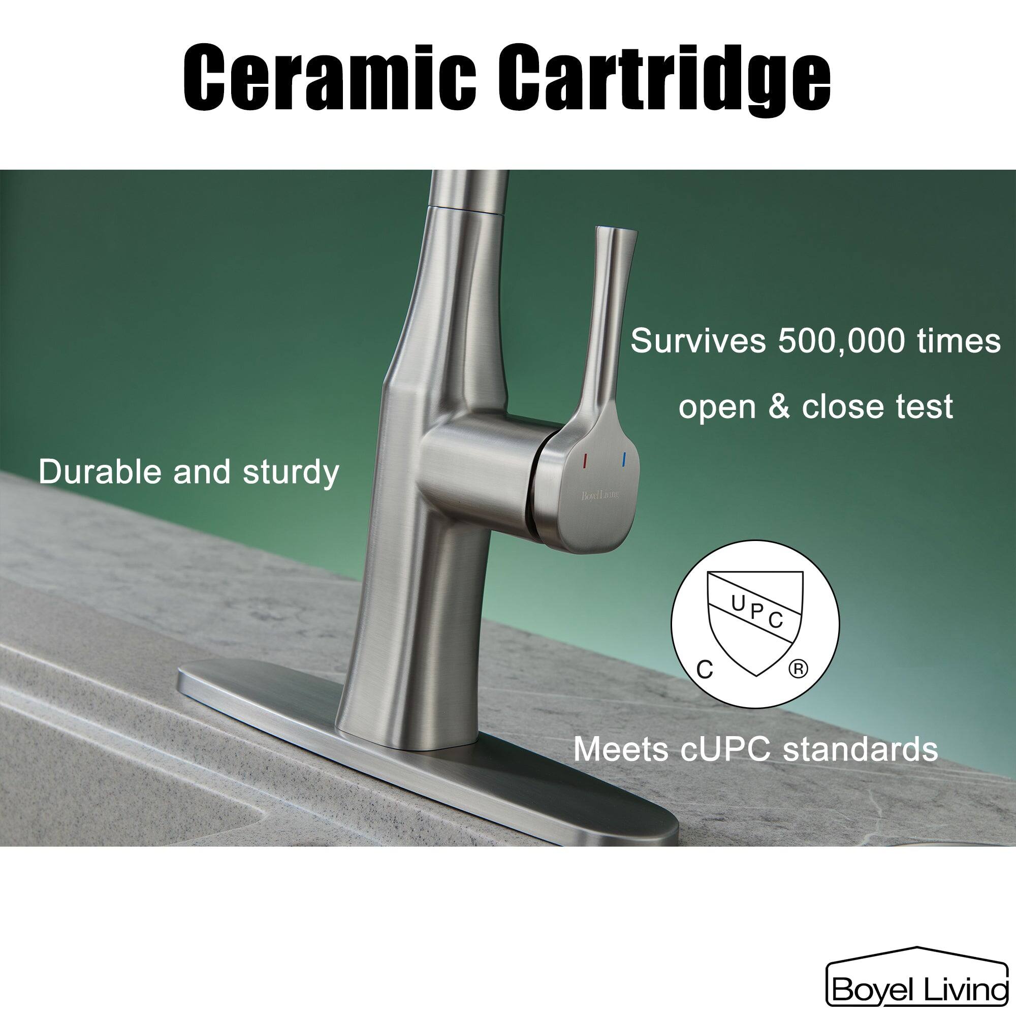 Ceramic Cartridge, Survives 500,000 times open & close test, Durable and sturdy, Meets cUPC standards, Boyel Living