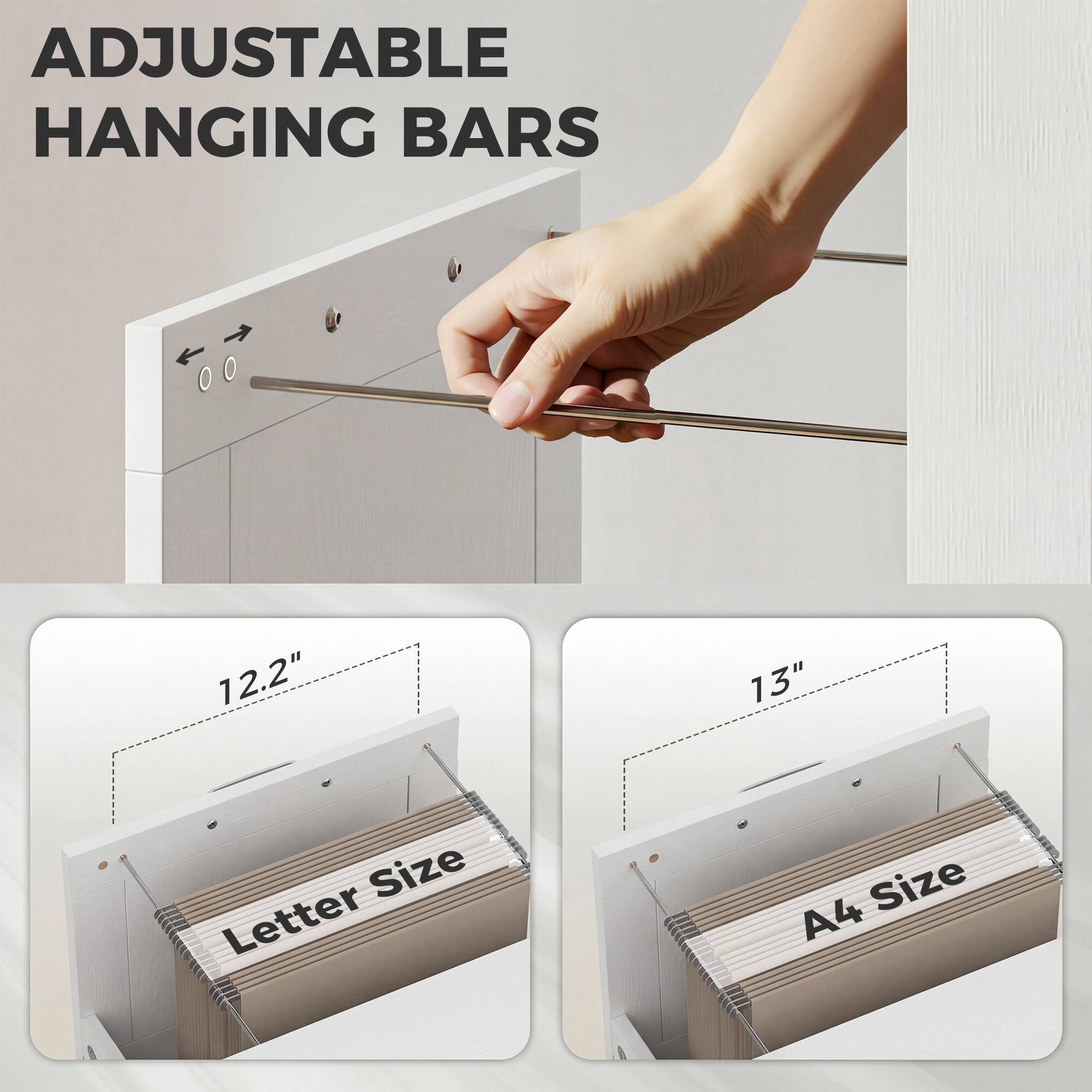 ADJUSTABLE HANGING BARS

12.2" Letter Size

13" A4 Size