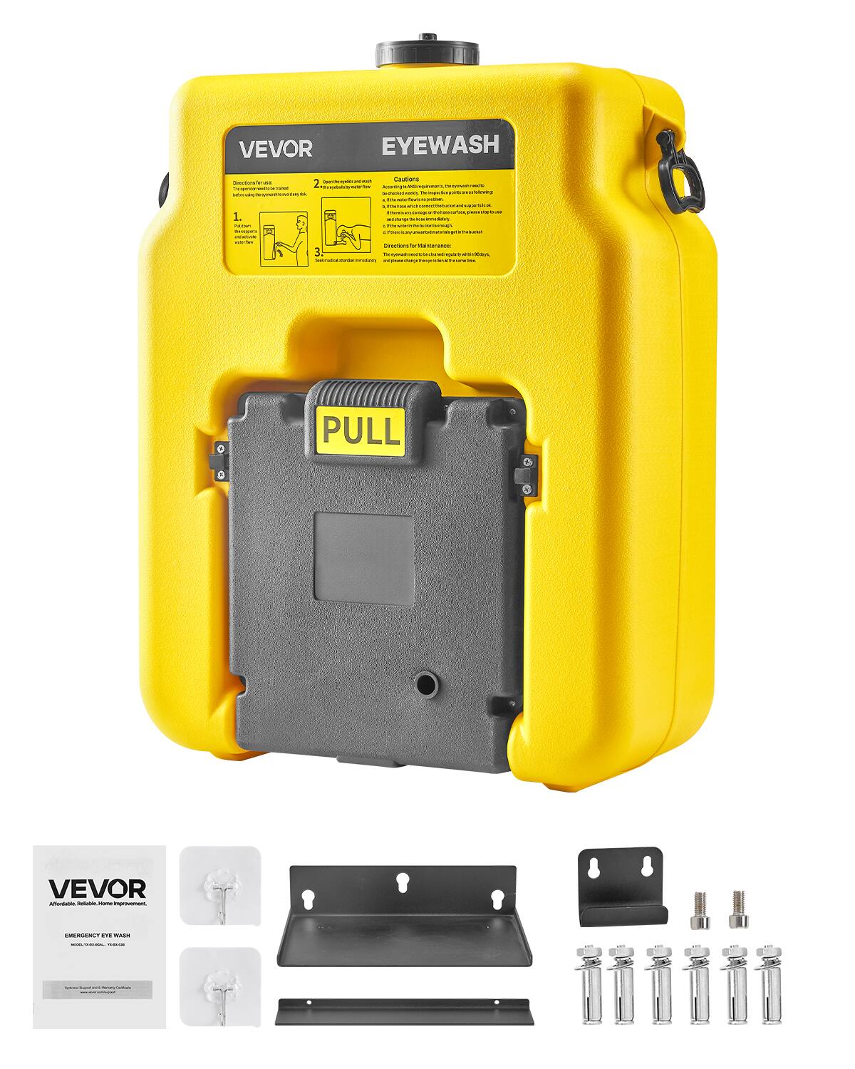 VEVOR EYEWASH

Cautions

1. Directions for use
2. General maintenance

PULL

VEVOR EMERGENCY EYE WASH