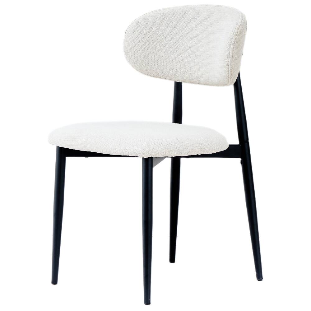 Alt View 7. Loheer - Loheer Fabric Dining Chairs Set of 2 Modern Kitchen Chairs Beige Upholstered Side Chairs with Black Metal Legs - Beige.