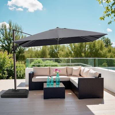 Alt View 5. Crestlive Products - Crestlive Products 12ft Aluminum Slide-tilt Cantilever Patio Umbrella with 350lbs Base - Dark gray.