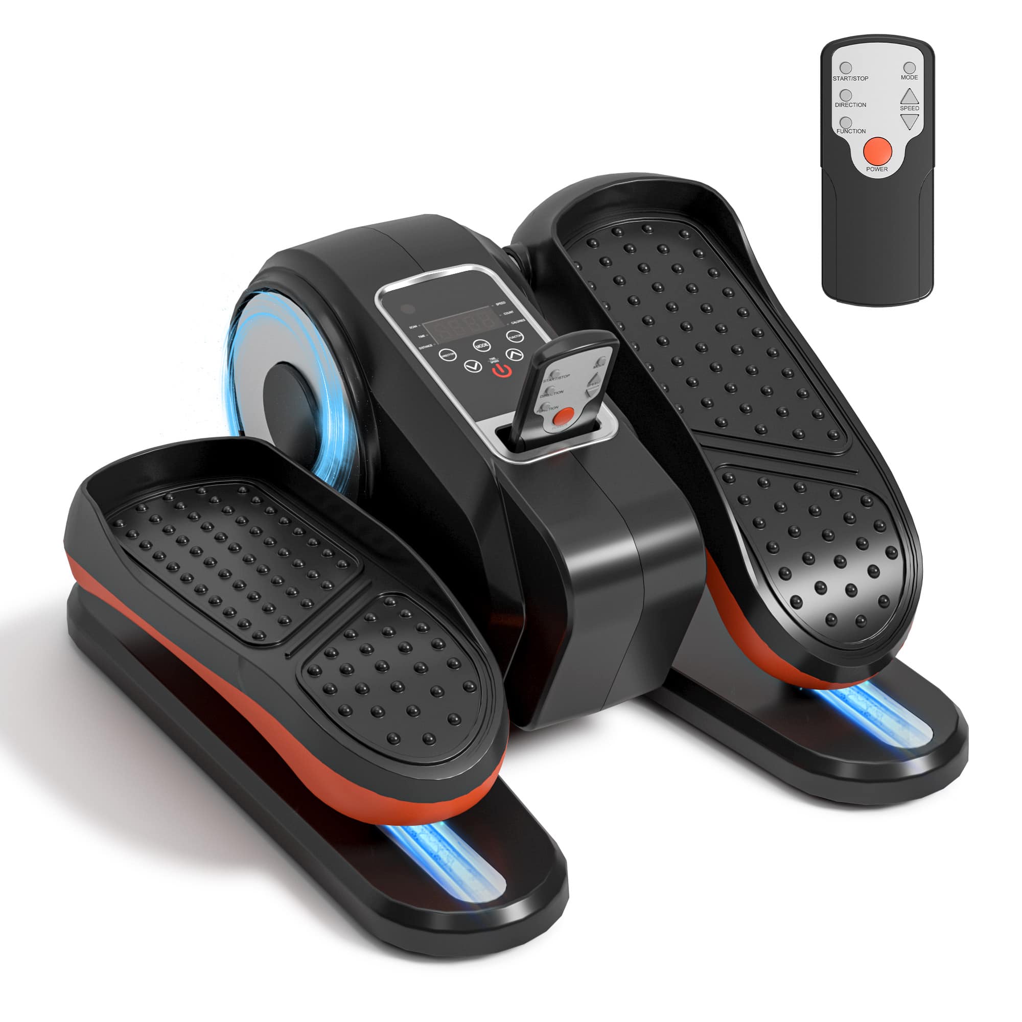 Tiramisubest - 12-Speed Silent Under Desk Elliptical Machine with Remote Control for Seated Exercise - Black|Orange