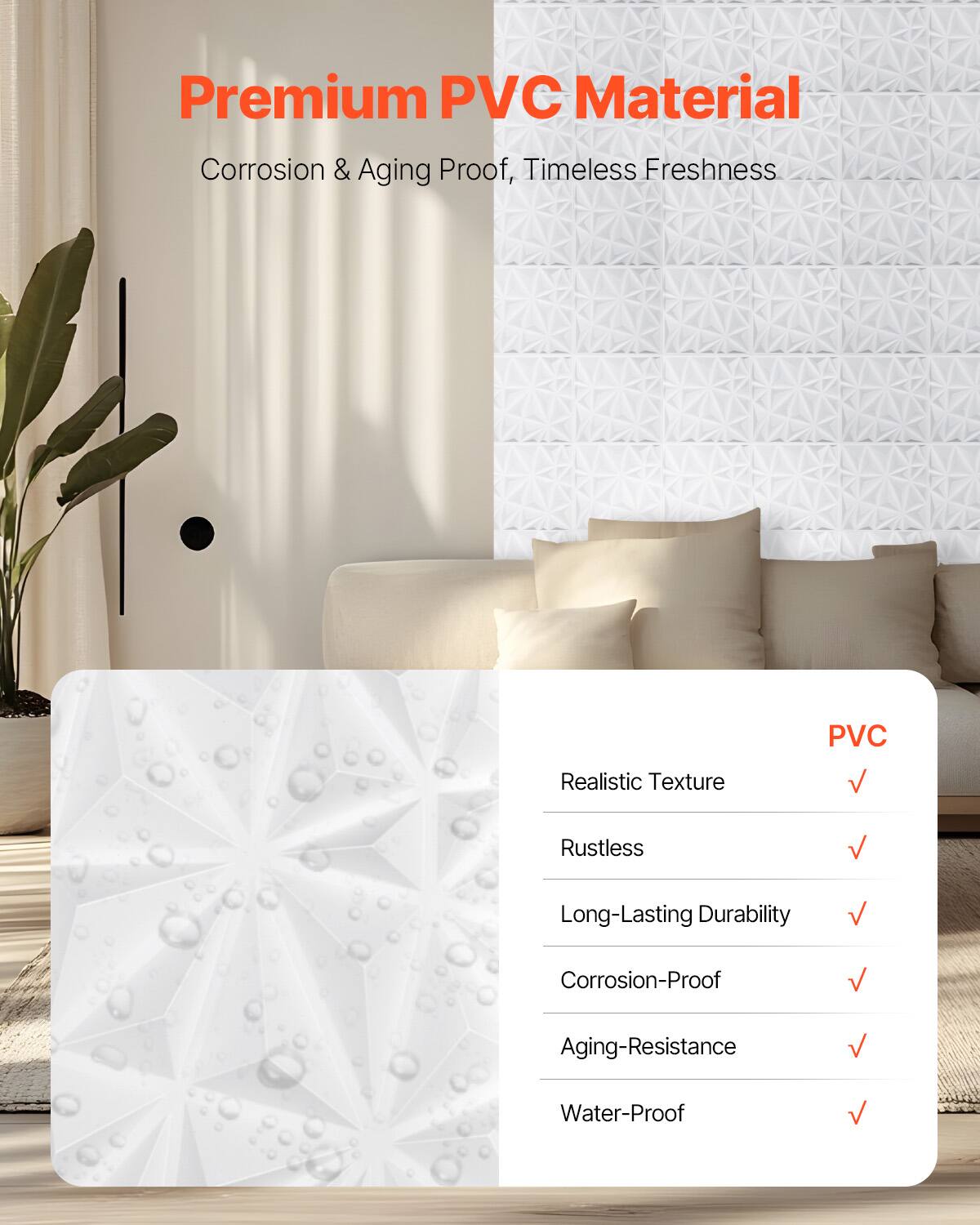 Premium PVC Material  
Corrosion & Aging Proof, Timeless Freshness  

PVC  
- Realistic Texture  
- Rustless  
- Long-Lasting Durability  
- Corrosion-Proof  
- Aging-Resistance  
- Water-Proof