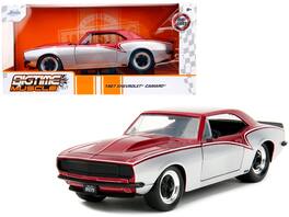 1967 Chevrolet Camaro "Bigtime Muscle" Series 1/24 Diecast Model Car by Jada - Candy Red And Silver Metallic