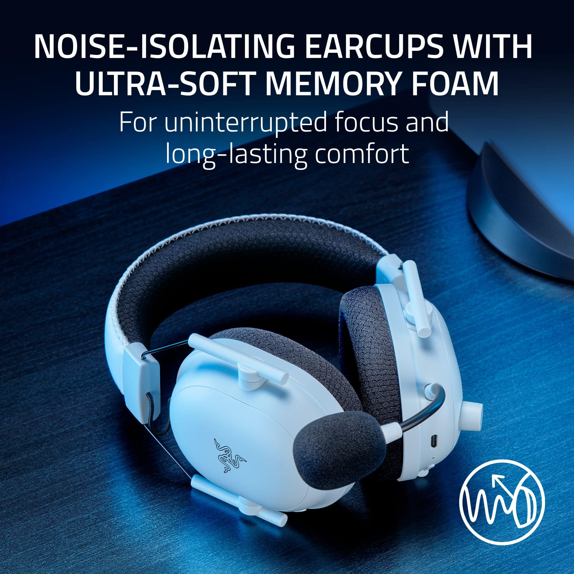 NOISE-ISOLATING EARCUPS WITH ULTRA-SOFT MEMORY FOAM: For uninterrupted focus and long-lasting comfort.