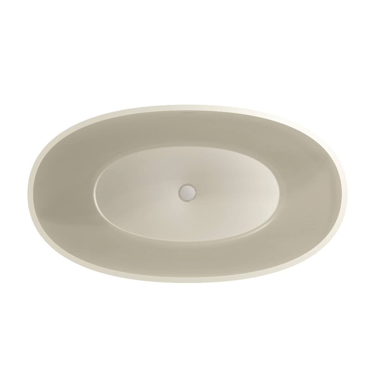 Back. Loheer - Loheer 55 Inch Freestanding Solid Surface Soaking Bathtub Matte Light Beige Oval Center Drain - Light beige.