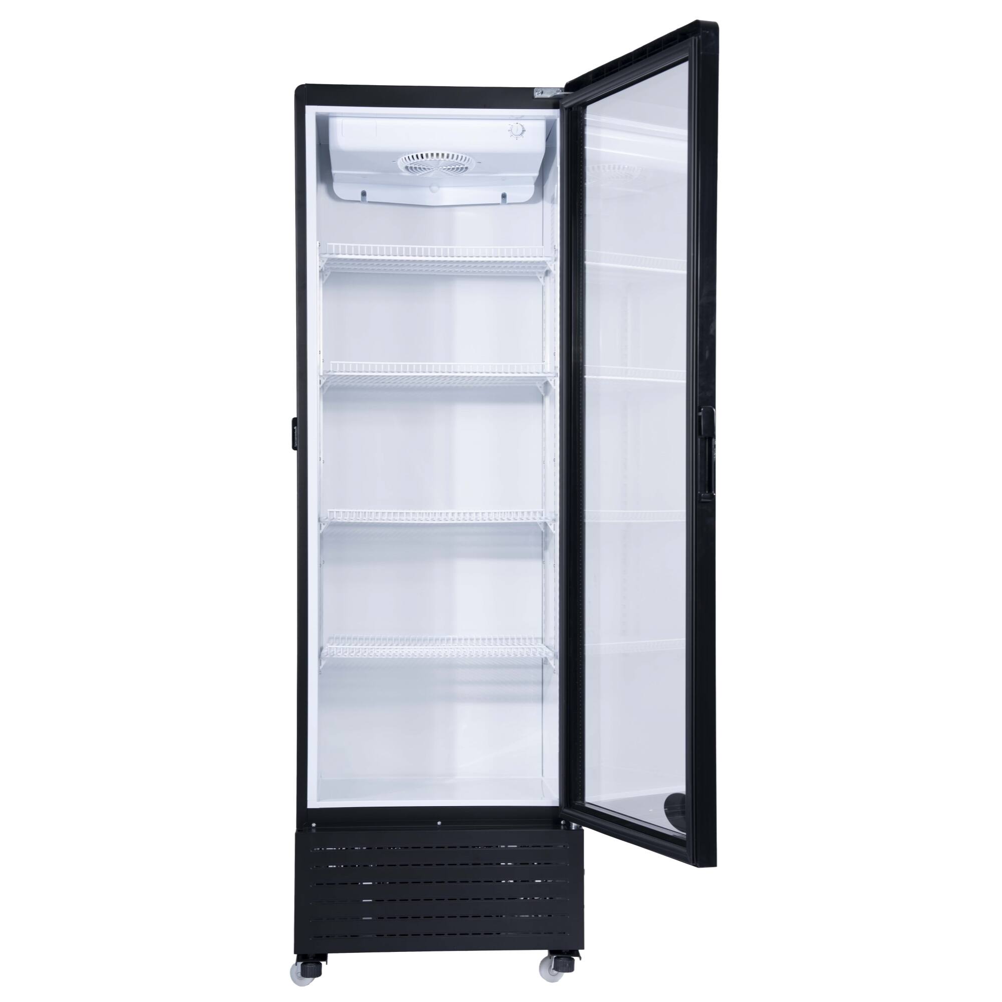 Left. Koolmore - 23 in. One Glass Door Commercial Display Merchandiser Refrigerator Cooler in Black, ETL Listed, 10 cu. ft. - Black.