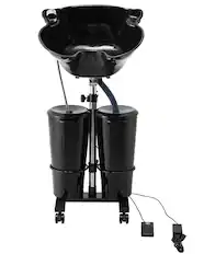 Front. VEVOR - Portable Shampoo Bowl, Shampoo Sink for Washing Hair with Electric Pump, Includes 2 Buckets 2 Showerheads - Black.