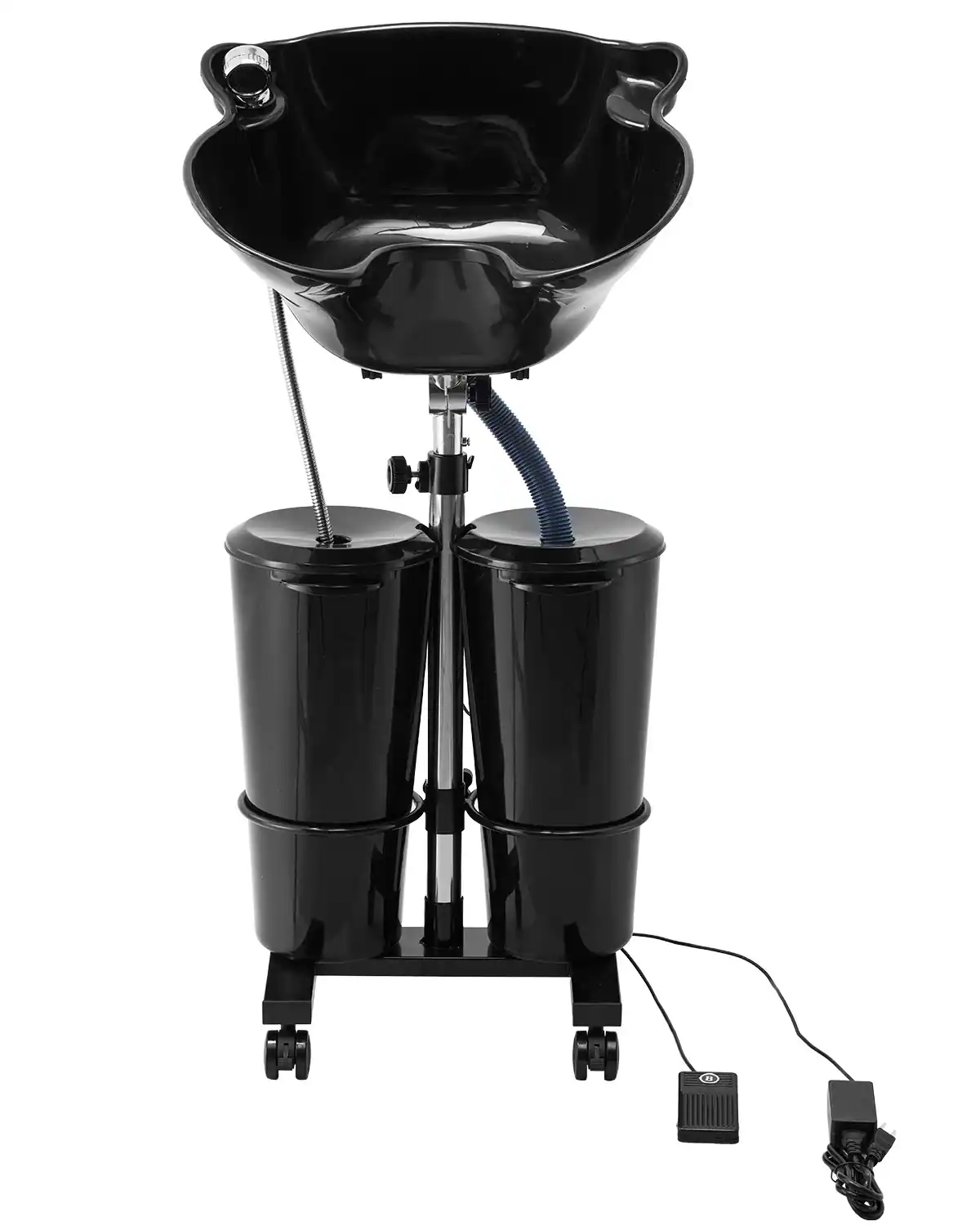 Portable Shampoo Bowl, Shampoo Sink for Washing Hair with Electric Pump, Includes 2 Buckets 2 Showerheads