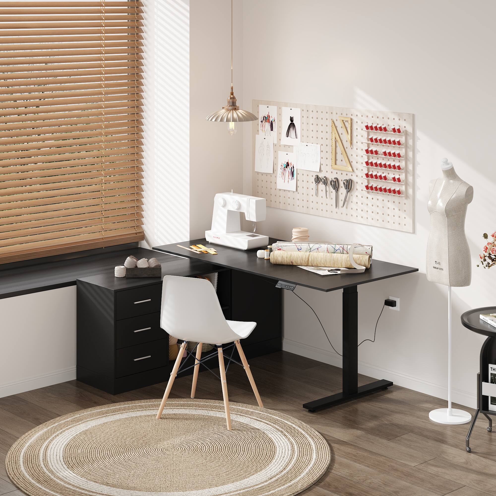 Alt View 2. FUFU & GAGA - FUFU&GAGA Electric Height - Adjustable Desk – Ergonomic Office Workstation - Black.