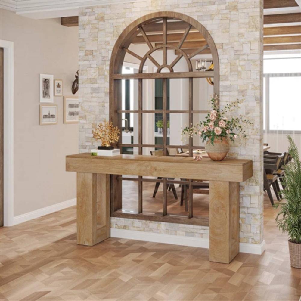 Alt View 1. Hivvago - Modern Farmhouse 63-inch Long Narrow Console Sofa Table in Natural Wood Finish - Natural.