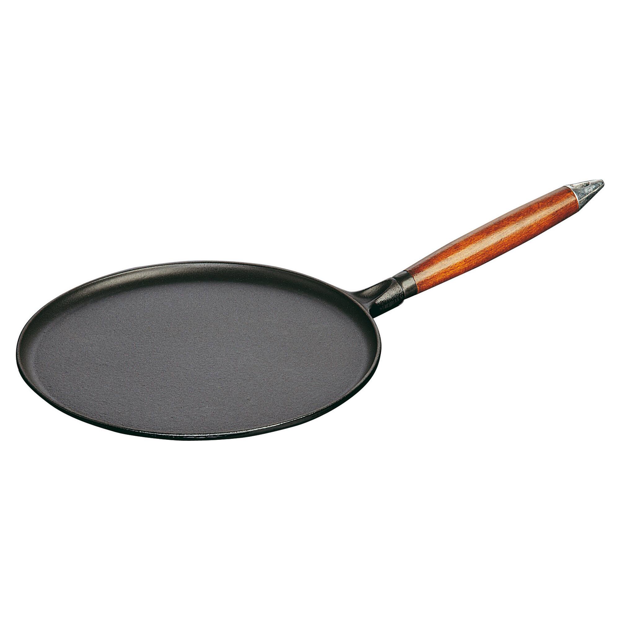 Front. Staub - Staub Cast Iron 11-inch Crepe Pan with Spreader & Spatula - Matte Black - Matte Black.