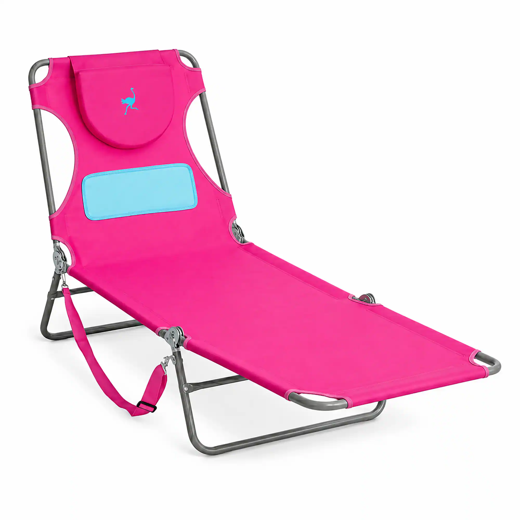 Front. Ostrich - Ostrich The Ladies Comfort Lounger, Foldable Beach Pool Tanning Chair, Pink - Pink.
