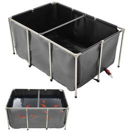VEVOR - Canvas Fish Pond, 270 Gal Above Ground Fish Pond, PVC Koi Tank with Clear Viewing Panel, Rectangular Goldfish Tank - Black