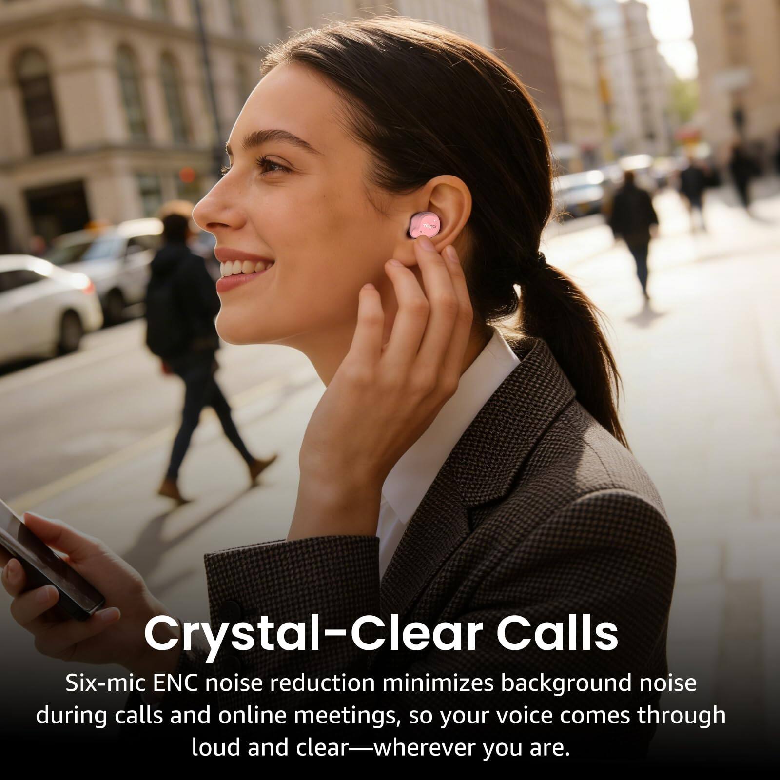 Crystal-Clear Calls

Six-mic ENC noise reduction minimizes background noise during calls and online meetings, so your voice comes through loud and clear—wherever you are.