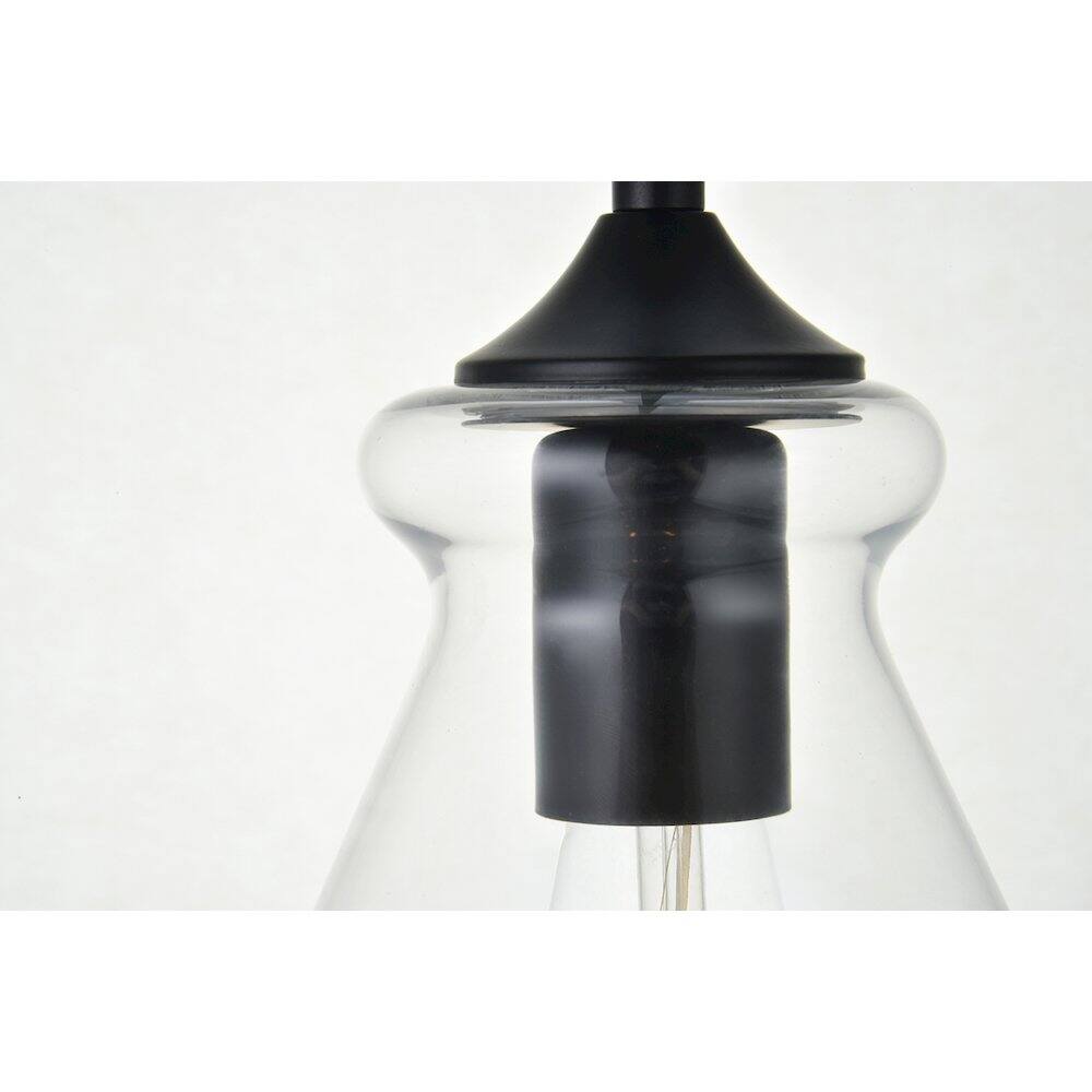 Left. Living District - Destry 1 Light Black Plug-In Pendant With Clear Glass - Black.