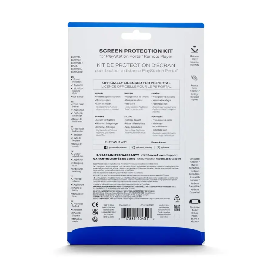 Screen Protection Kit for PlayStation Portal" Remote Player KIT DE PROTECTION D'CRAN pour Lecteur distance PlayStation Portal" Minimizes Glare Minimos netets Screen Potectons Applicator Mcrotber Ceaning Manual Peotectrun can Applianeur Chiffon nettowage Manuel uninatnur Protectores Pantalia aplicator palo impieca Manual unuare OFFICIALLY LICENSED FOR PS PORTAL LICENCE OFFICIELLE POUR LE PS PORTAL TC PRANSAIS srao Protects eganet scratches mrotege canbre es-nayures motege antra aralazos Minimes glare Mocmise retuts Msimira refejes anyinstallation facle instalacin Oacs est istanna WAURO imgo n DEUTSCM CALTAO FESTUBUES Schitst Anatuen Protegge gram Protege contra res Minimien Spiegelungen nature Minimia Einfaches Anbringen acie installare encandeamento Pelitation A dumu TaySanon Instalao Parta n Anprodutor medibtor PLAY YOURWA -O Carring x S rtects Scranches Protege  yum Display schultztolen Ap