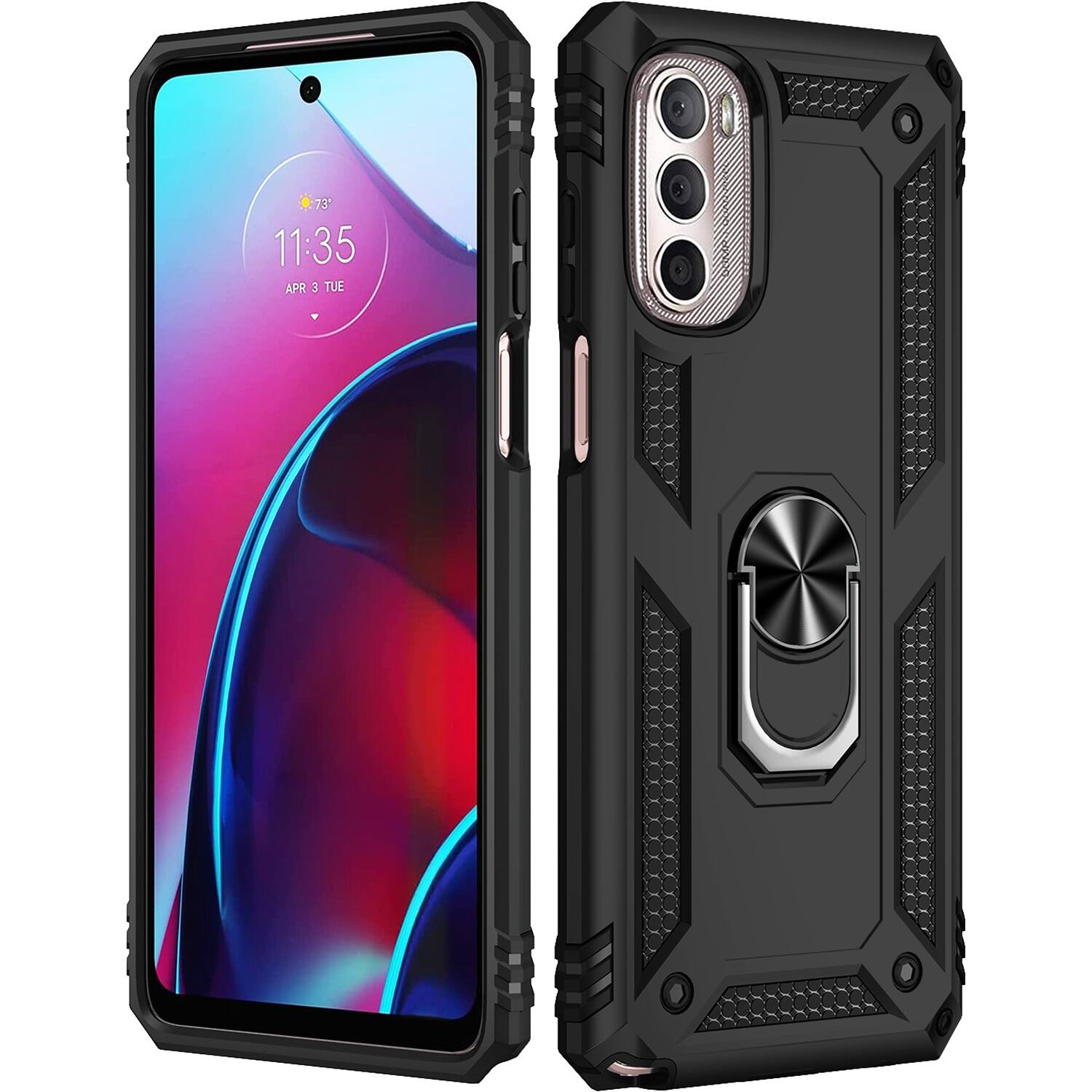 Alt View 11. SaharaCase - Military Kickstand Case for Motorola G Stylus 4G 2022 - Black.