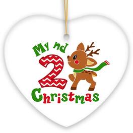 OrnamentallyYou - My 2nd Christmas Baby Fawn Ornament Heart Version - Multi-colored