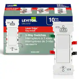 Leviton - Lever Edge 15 Amp 3-Way Rocker Switch, 10-Pack (E5603-MW) - White