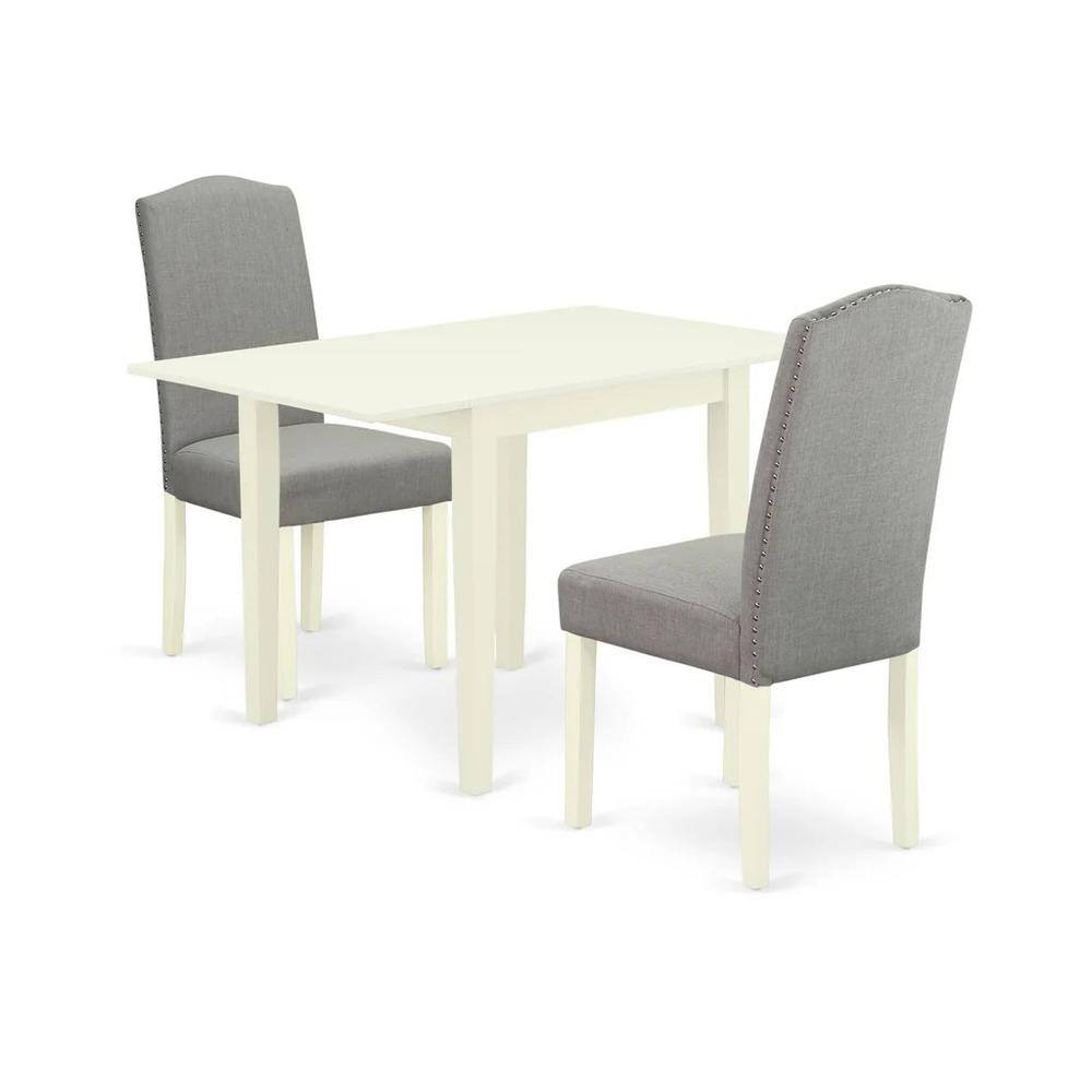 Left. East West Furniture - East West Furniture 3-Piece Kitchen Table Set-A Modern Dining Table and 2Linen FabricDinning Room Chairs with High Back - Multi-Color.