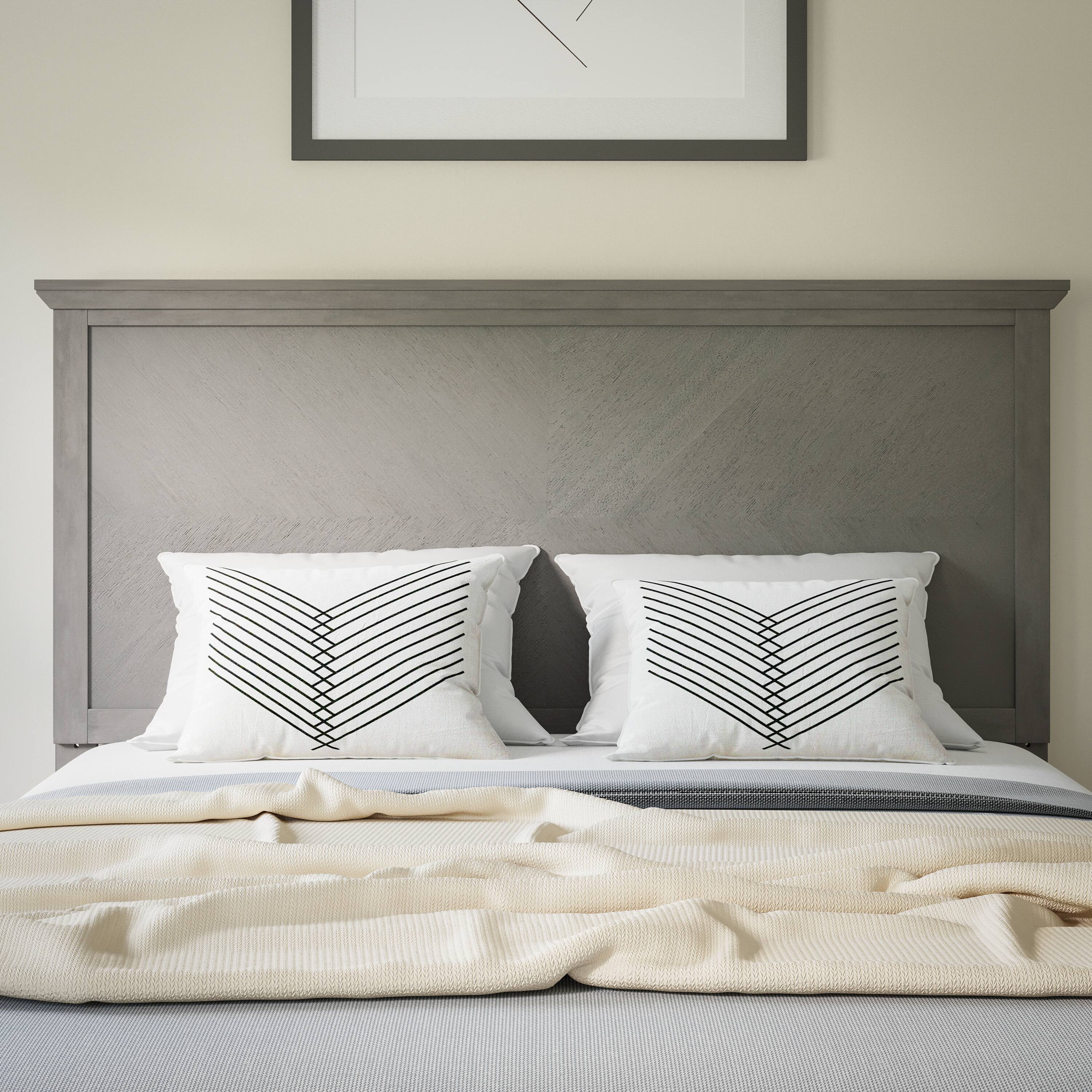 Alt View 3. Flash Furniture - Fiona Full Size Herringbone Wooden Adjustable Headboard for Universal Metal Bed Frames in Gray Wash - Gray.