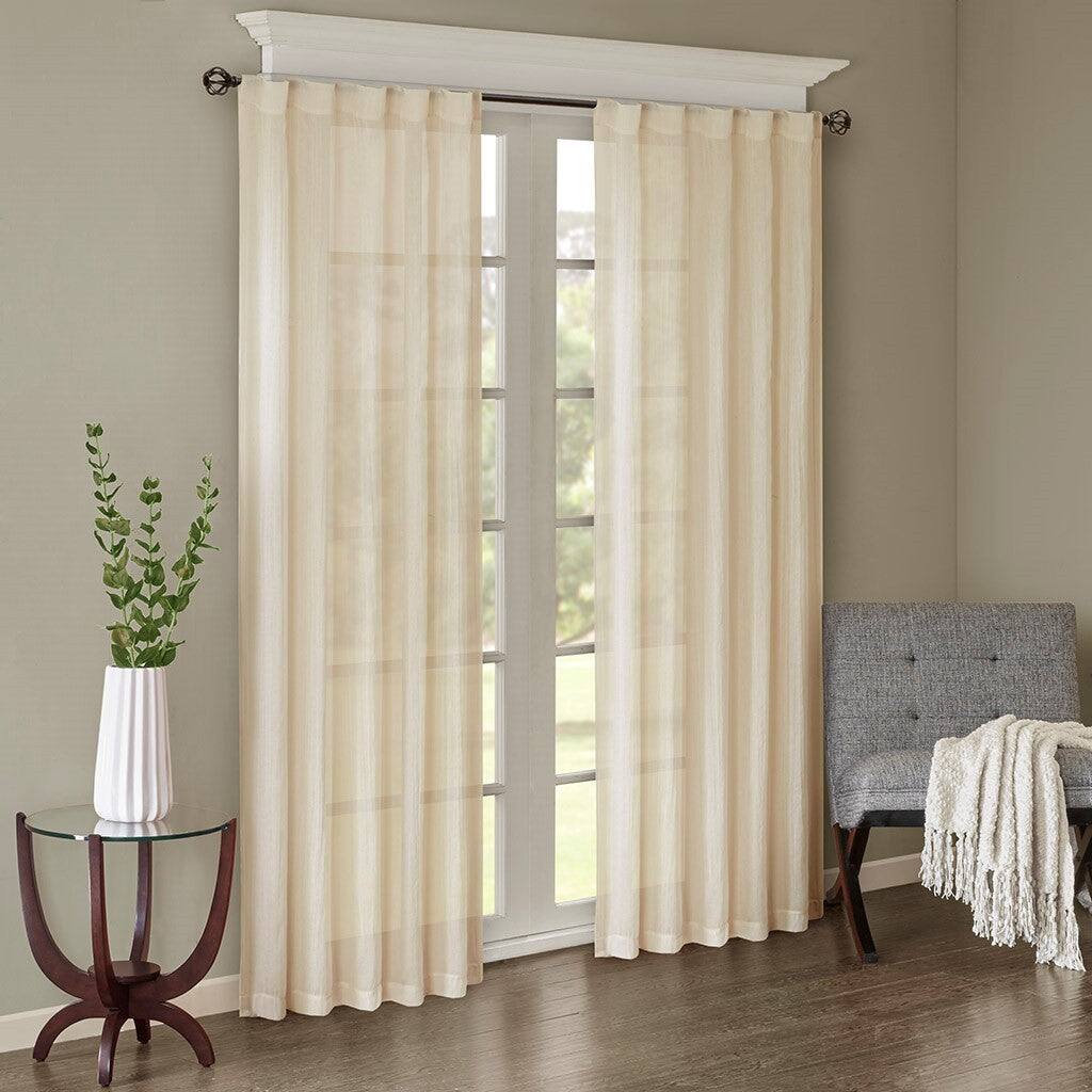 Alt View 4. BreeBe - Solid Crushed Curtain Panel Pair(2 Pcs Window Panels) - Cream.