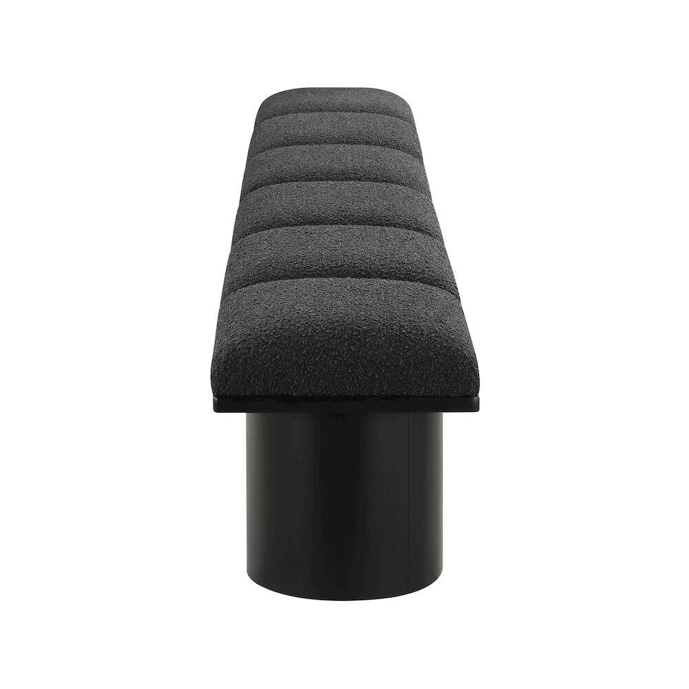 Left. Meridian Furniture - Pavilion Black Boucle Fabric Bench - Black Boucle Fabric.
