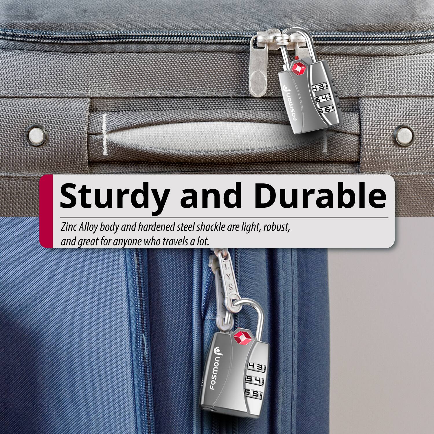 J Fosmon 931 E 541 55 Sturdy and Durable Zinc Alloy body and hardened steel shackle 91D light, robust, and great for anyone who travels a lot. SAT FoSmON 3  E I S 541 4 6 S