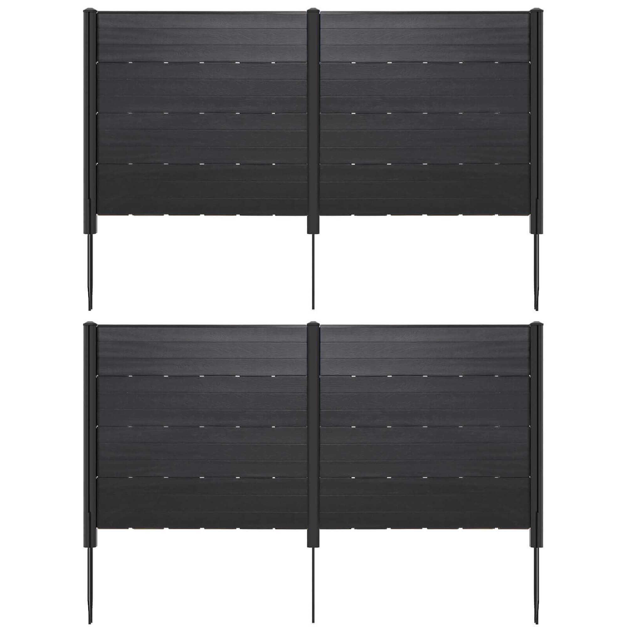 Costway - 2 PCS 48" L x 46" H Air Conditioner Fence Outdoor Privacy Fence Screen - Black