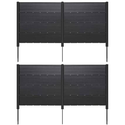 Front. Costway - 2 PCS 48" L x 46" H Air Conditioner Fence Outdoor Privacy Fence Screen - Black.