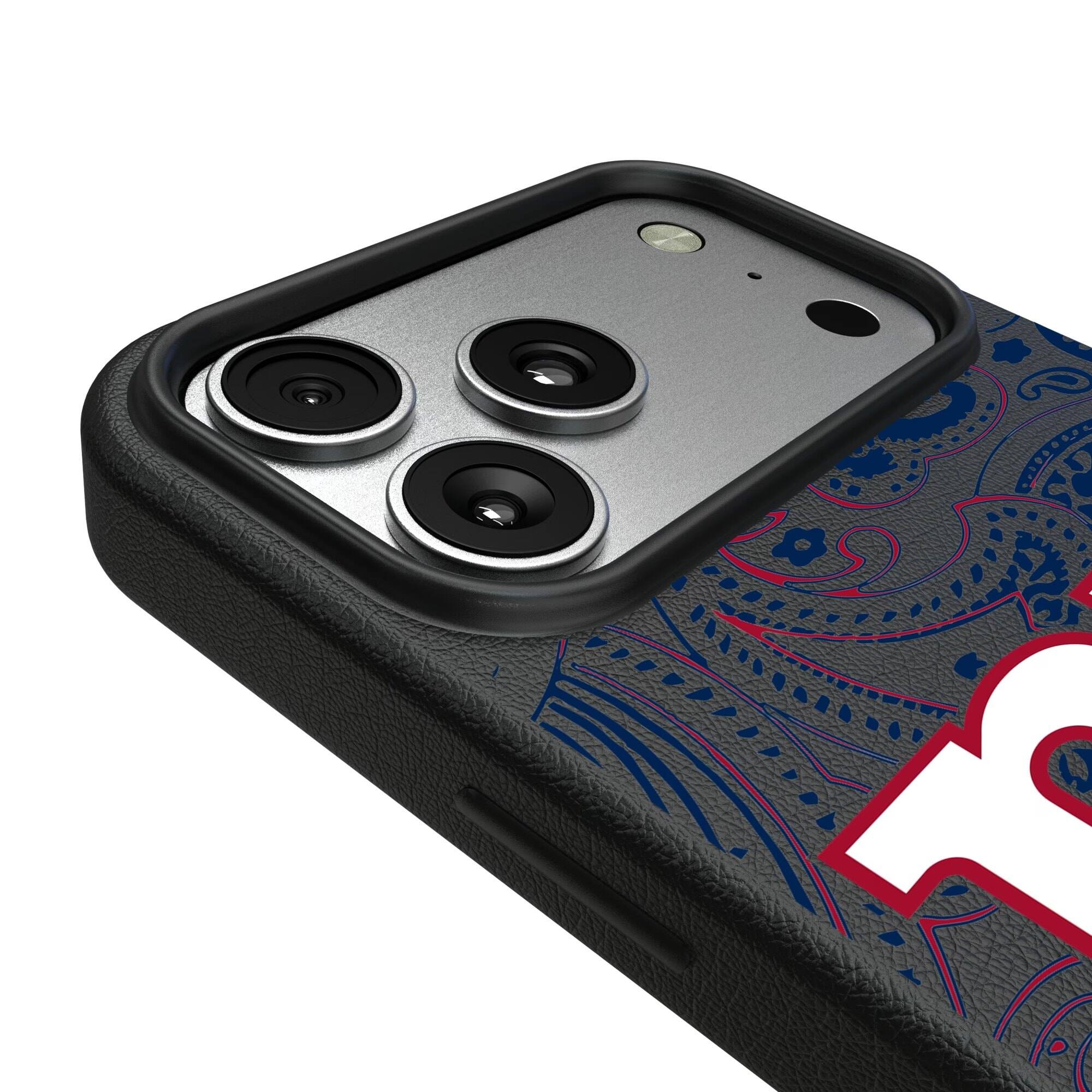Alt View 2. Keyscaper - New York Giants Paisley iPhone Magnetic Bump Case - 16 Pro Max - Black.