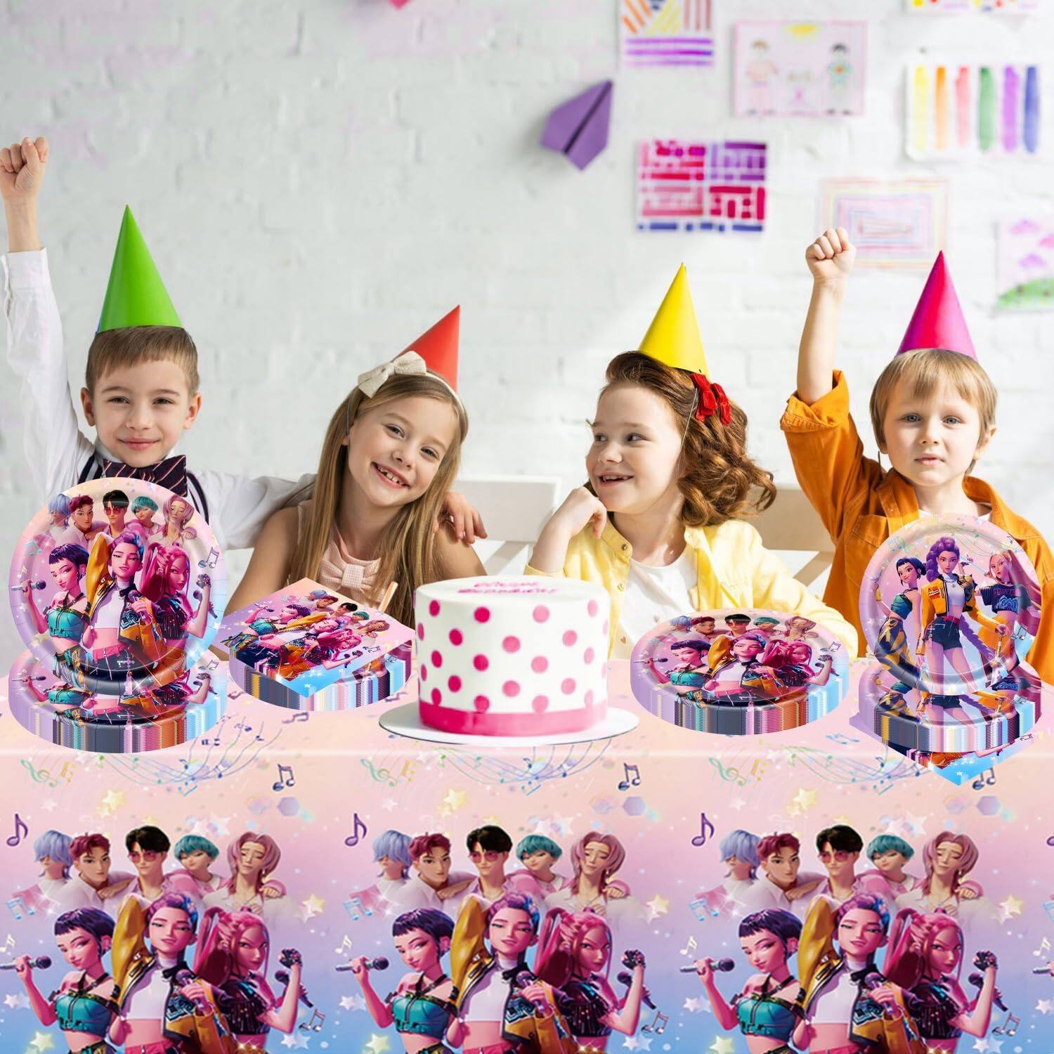 Angle. Giantpower - Kpop Demon Hunters Birthday Party Decorations Tableware Set - multicolored.