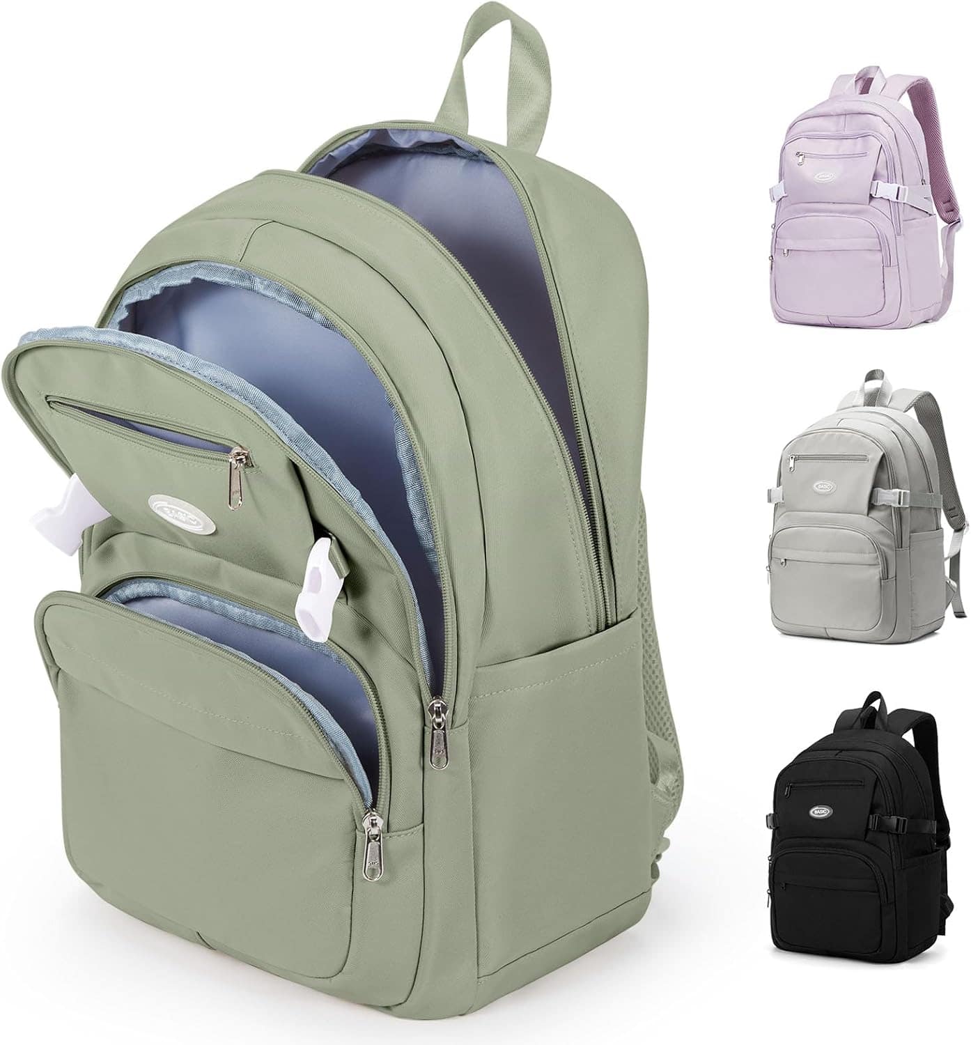 Live At Space - Lightweight Backpack College School Pockets Girls Boys, Large Capacity Bookbag Women Waterproof Teens Casual Daypack - G6-green
