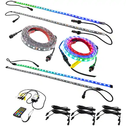 Front. Stinger - enLIGHT10 16.4’ Dynamic RGB LED Strip Light Kit (6-Pack) - Multi.