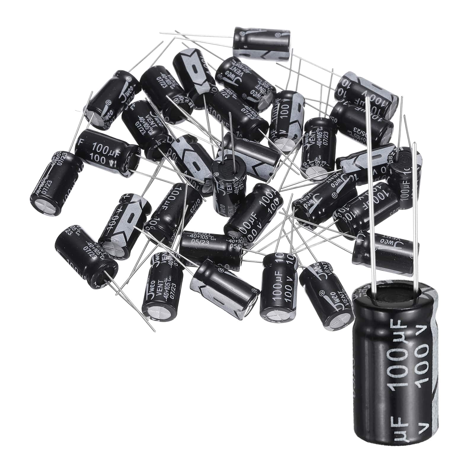 Unique Bargains - 30pcs 100uF 100V 10x16mm 105C Radial Aluminum Electrolytic Capacitor for TVs LCD Monitor VCD - Black