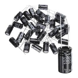 Unique Bargains - 30pcs 100uF 100V 10x16mm 105C Radial Aluminum Electrolytic Capacitor for TVs LCD Monitor VCD - Black