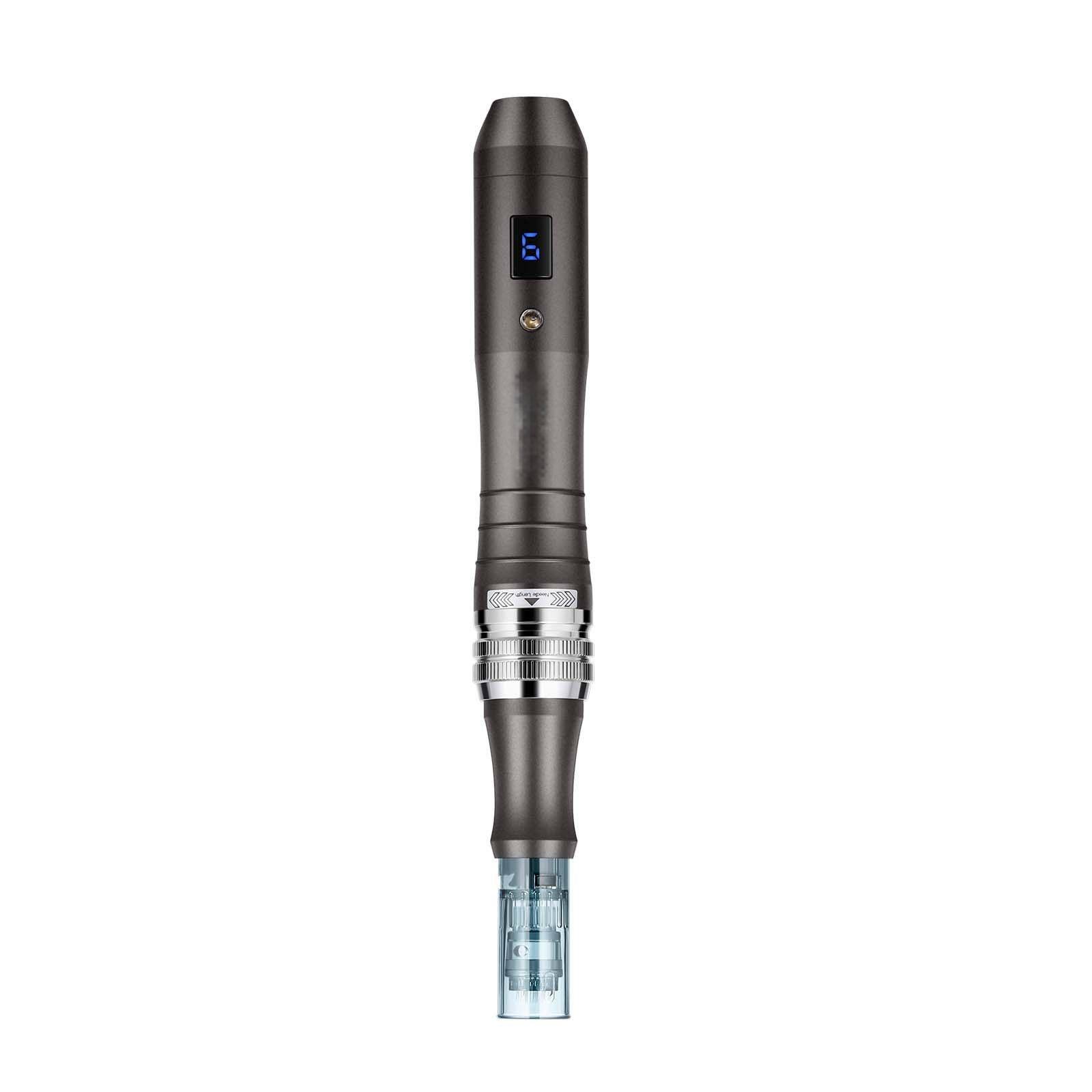 Alt View 10. Glintex - Professional Microneedling Pen, Electric Derma Pen w/ 20 Cartridges, LCD, 6 Speeds, Adjustable 0–2.5mm Needle Length.