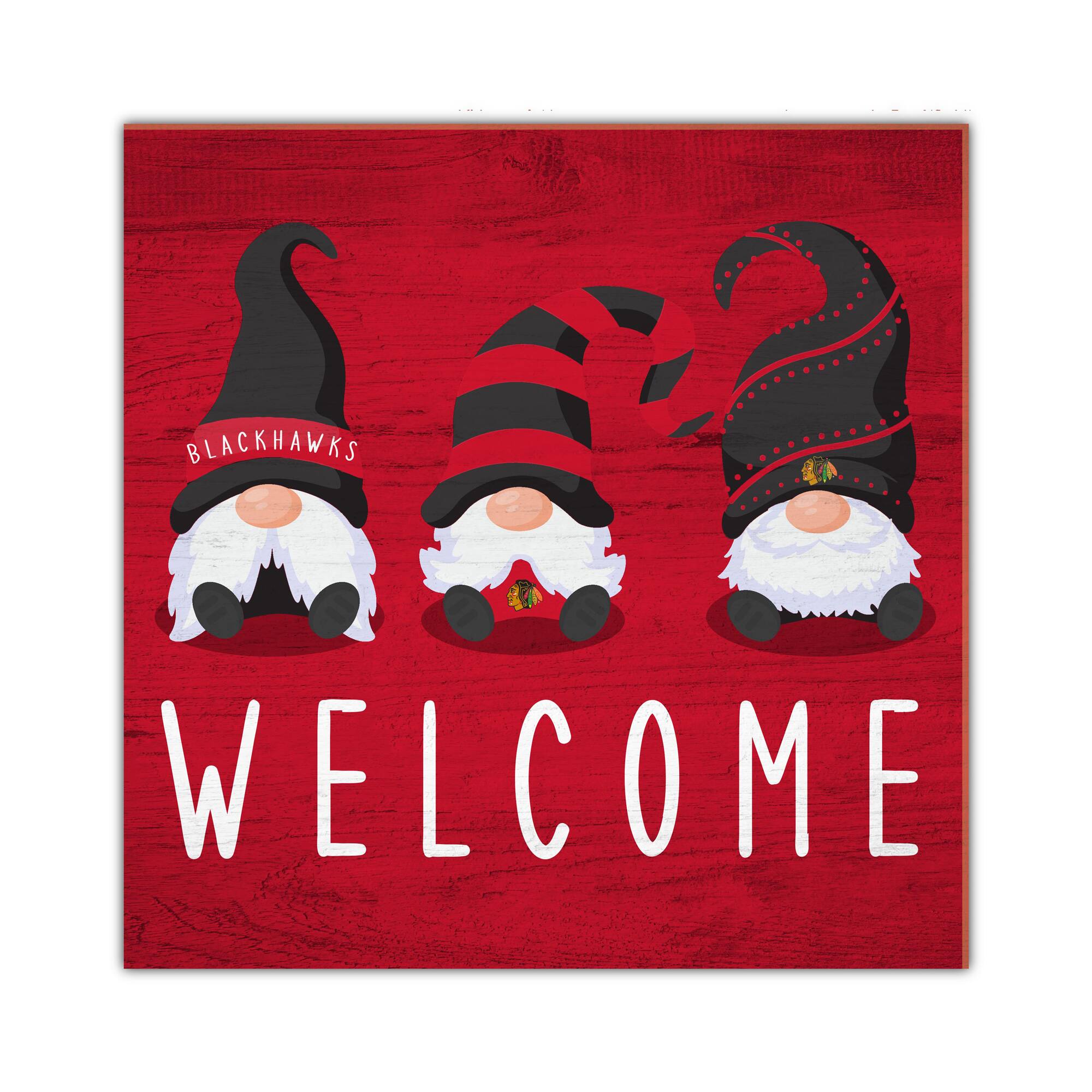 Chicago Blackhawks 10'' x 10'' Welcome Gnomes Sign