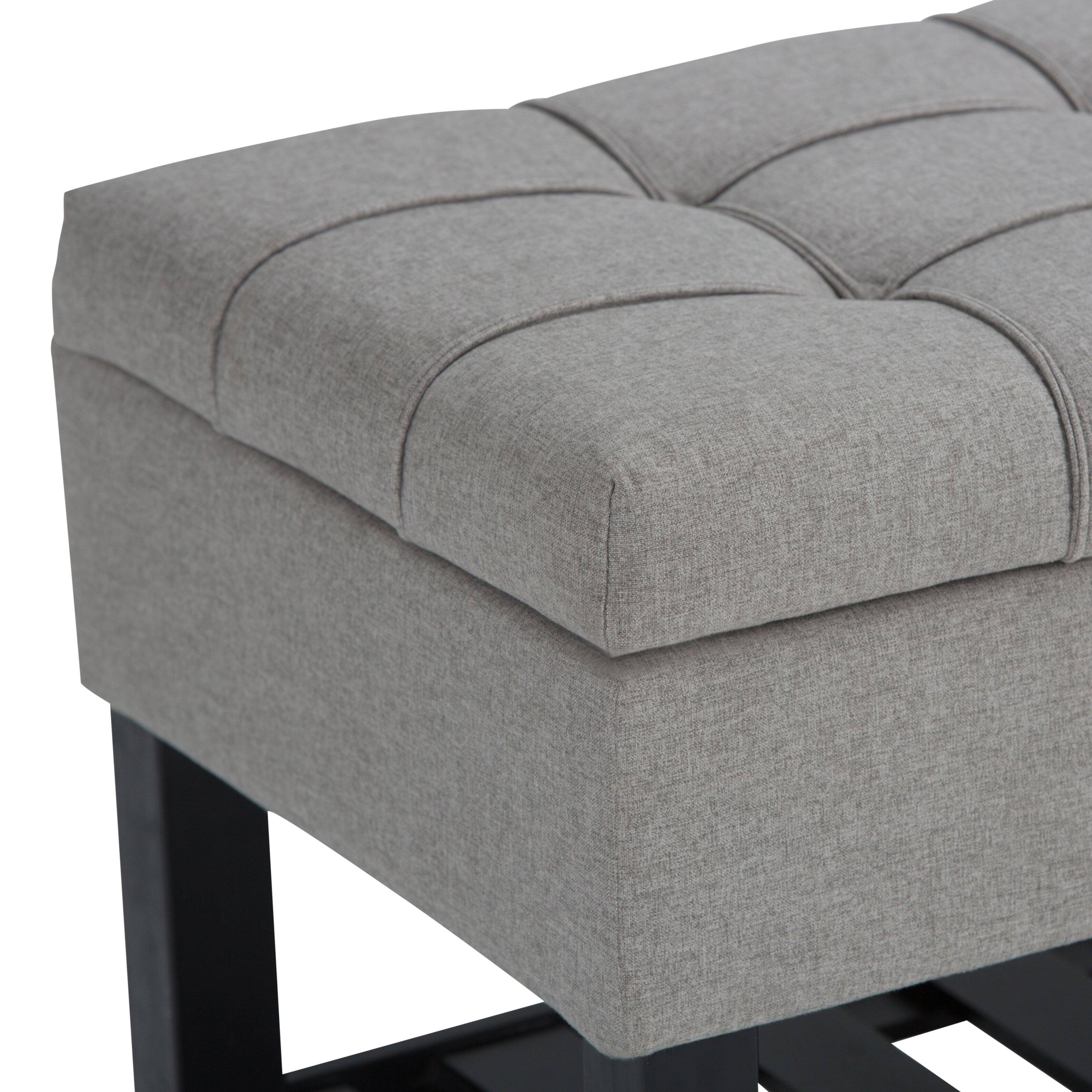 Alt View 13. Simpli Home - Saxon 44 inch Wide Traditional Rectangle Storage Ottoman Bench - Dove Gray.